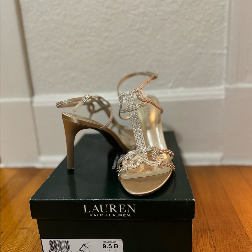 Lauren by Ralph Lauren (New w/ box) Samiha Champagne Dress Sandals size 9.5B